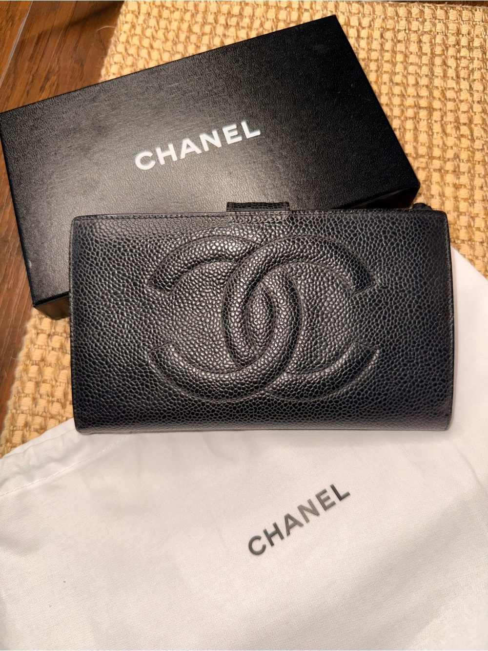 CHANEL Black Caviar Leather Wallet